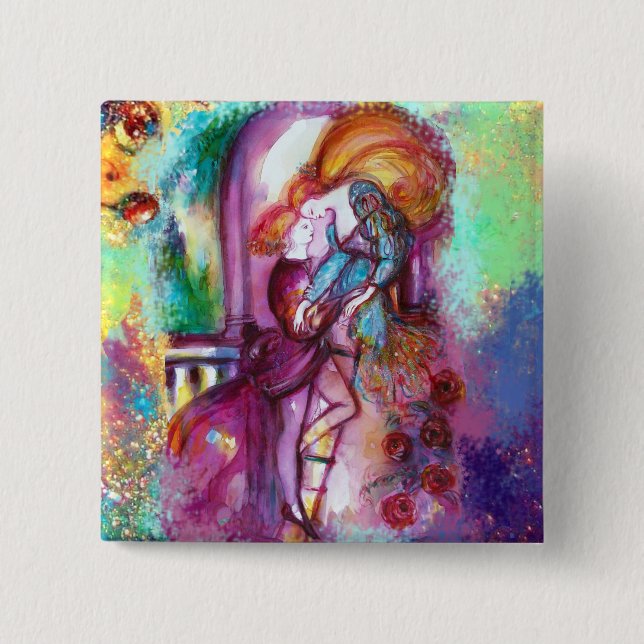 ROMEO AND JULIET Romantic Valentines's Day 2 Inch Square Button (Front)