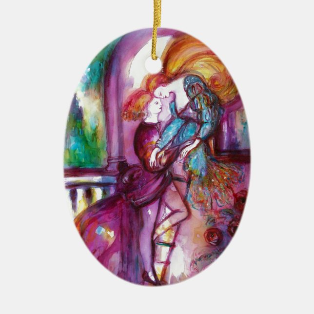 ROMEO AND JULIET Romantic Valentines's Day Ceramic Ornament (Front)