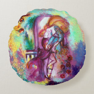 ROMEO AND JULIET Romantic Valentines's Day Round Pillow