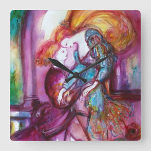 ROMEO AND JULIET Romantic Valentines's Day Square Wall Clock