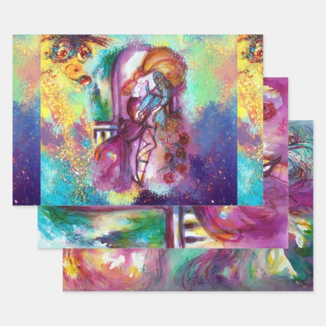 ROMEO AND JULIET Romantic Valentines's Day  Wrapping Paper Sheet (Set)