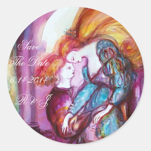 ROMEO AND JULIET / Save the Date Round Classic Round Sticker (Front)