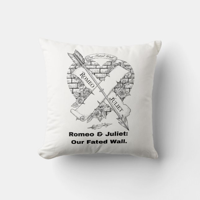 Romeo and Juliet T-Shirt Throw Pillow (Front)