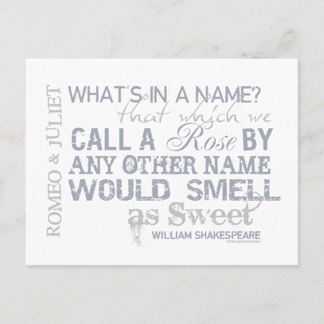Romeo & Juliet Name Quote Postcard (Front)