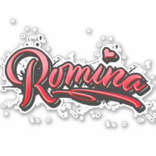 Romina red Heart Graffiti Autocollants