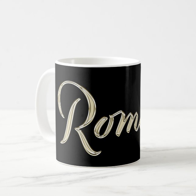 Romina white Handwriting Tasse Kaffeetasse Coffee Mug (Front Left)