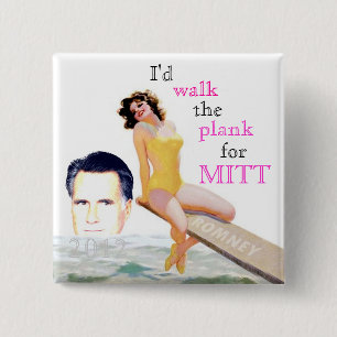 Romney 2012 Pin-Up Girl 2 Inch Square Button