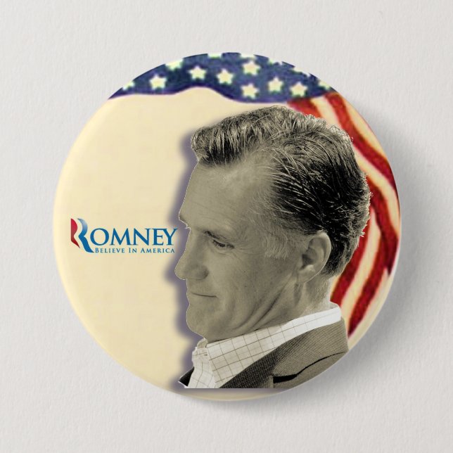 Romney 2012 Retro-Style Patriotism 3 Inch Round Button (Front)