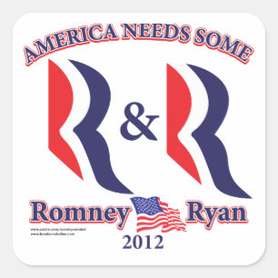 Romney and Ryan Square Sticker