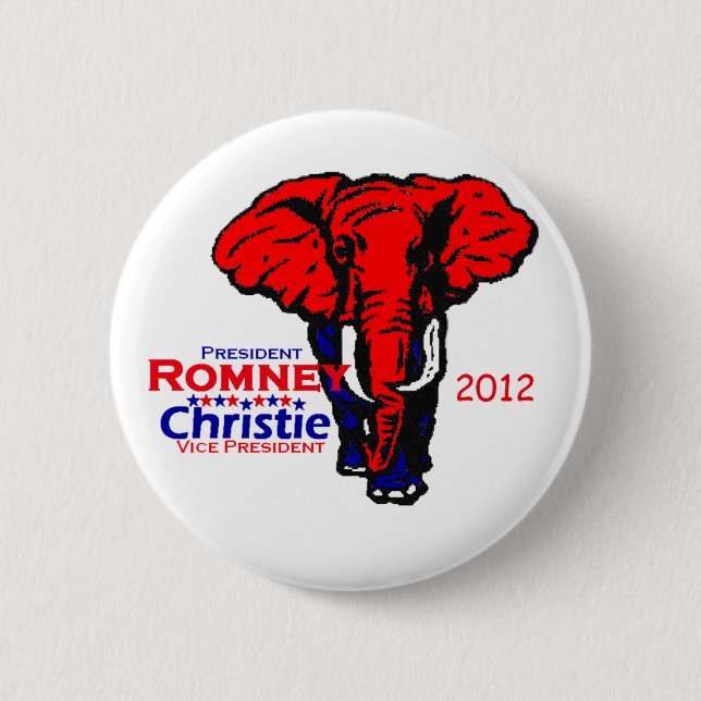 Romney Christie 2 Inch Round Button (Front)