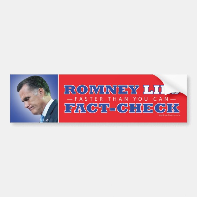 Romney Lies Fact-Check Bumpersticker Bumper Sticker (Front)