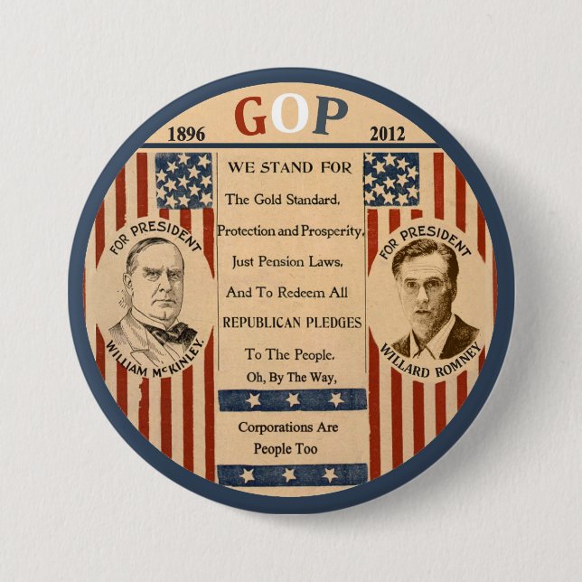 Romney & McKinley 3 Inch Round Button (Front)
