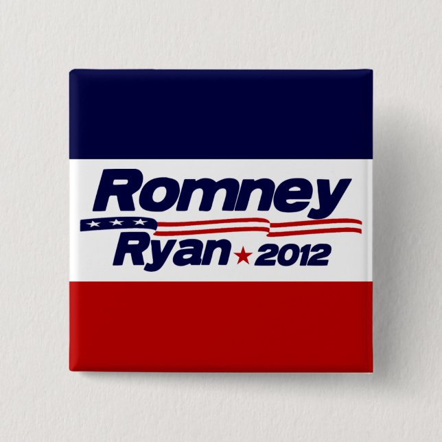 Romney Ryan 2012 2 Inch Square Button (Front)