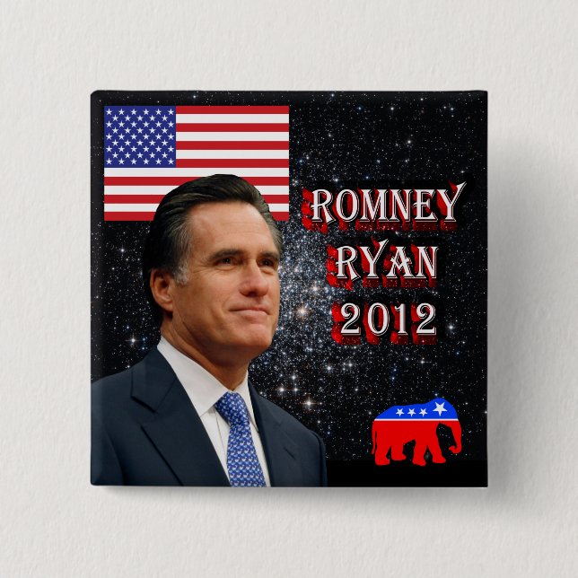 Romney-Ryan 2012 2 Inch Square Button (Front)