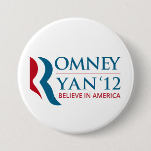 Romney / Ryan 2012 for US President and VP 3 Inch Round Button