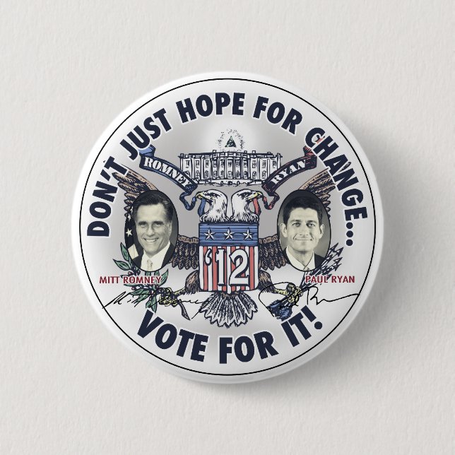 Romney Ryan 2012 Two Headed Eagle Jugate 2 Inch Round Button (Front)