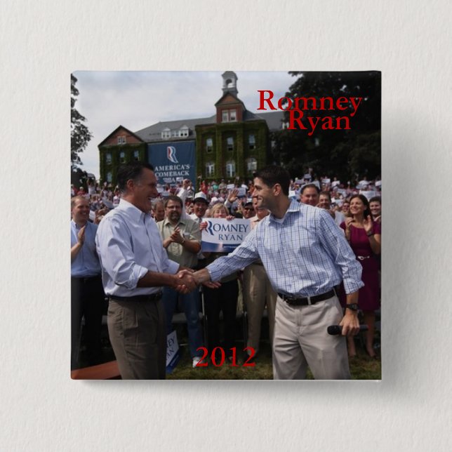 Romney - Ryan 2 Inch Square Button (Front)
