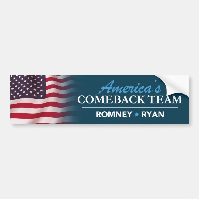 Romney Ryan America's Comeback Team Flag Bumper Sticker (Front)