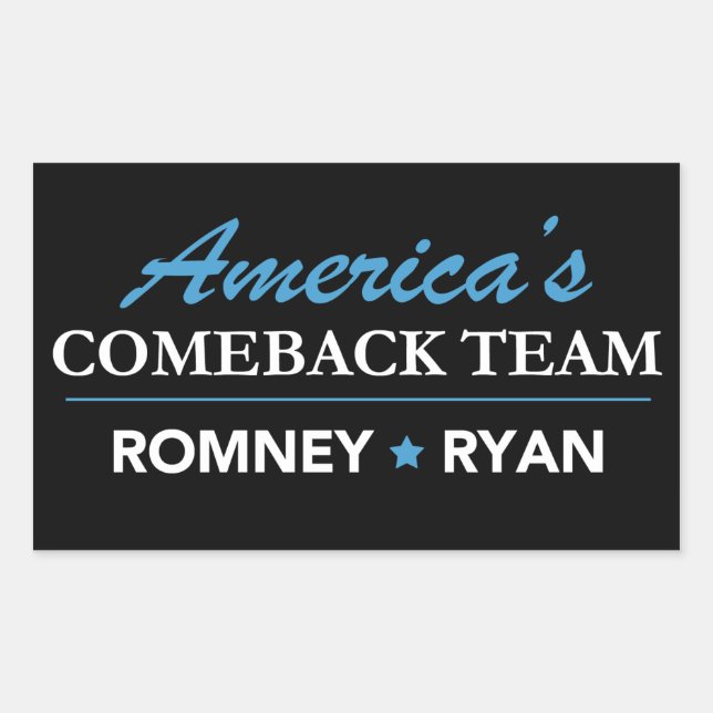 Romney Ryan America's Comeback Team Rectangle Sticker (Front)