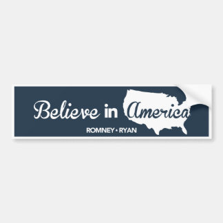 Romney Ryan Believe In America Dark Blue Bumper Sticker