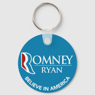 Romney Ryan Believe In America Round Blue Keychain