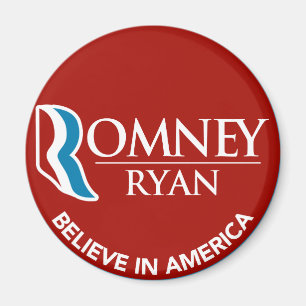 Romney Ryan Believe In America Round Red Magnet