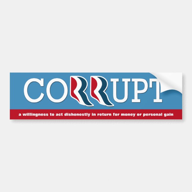 Romney & Ryan - Corrupt Bumper Sticker (Front)