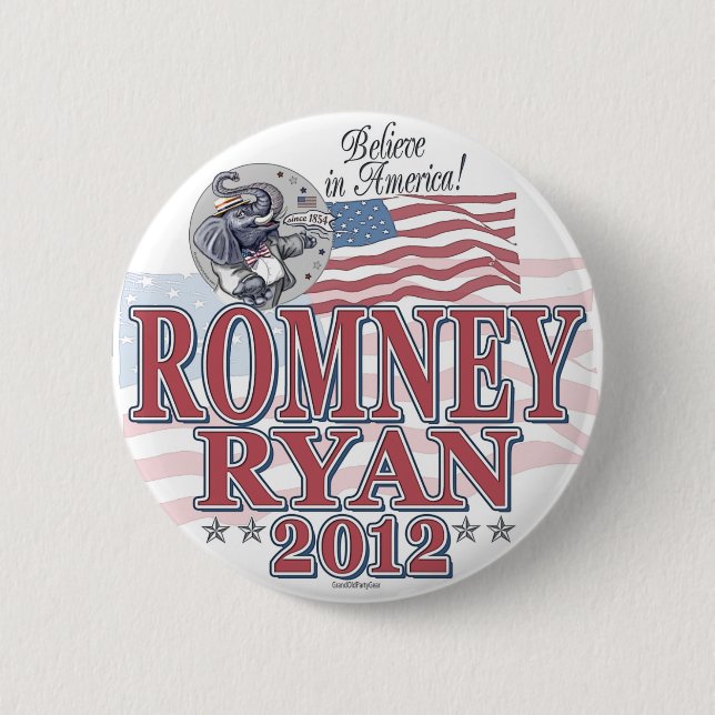 Romney Ryan GOP Ticket 2 Inch Round Button (Front)