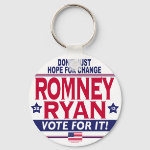 Romney Ryan Hope Change Keychain