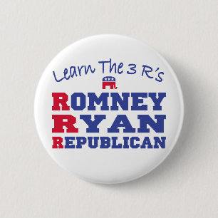 Romney Ryan Learn the 3 R's 2 Inch Round Button