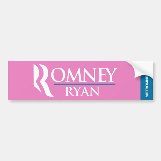 Romney Ryan Logo Bumper Sticker Pink (Front)