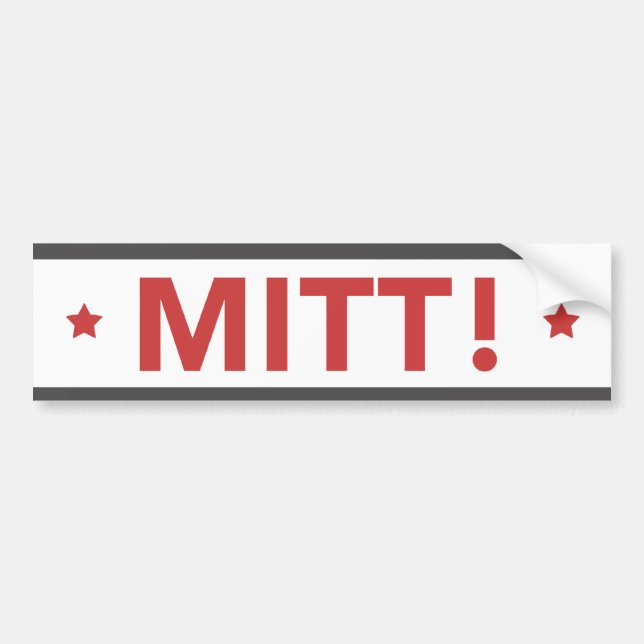 Romney Ryan MITT! Bumper Sticker White, Red, Grey (Front)