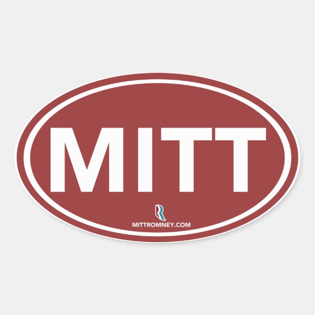 Romney Ryan Mitt Oval Sticker (Red) (Front)