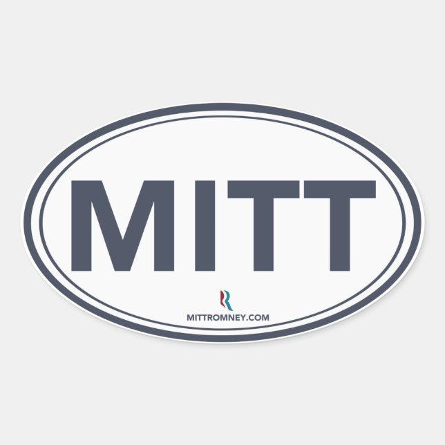 Romney Ryan Mitt Oval Sticker (White / Dark Blue) (Front)