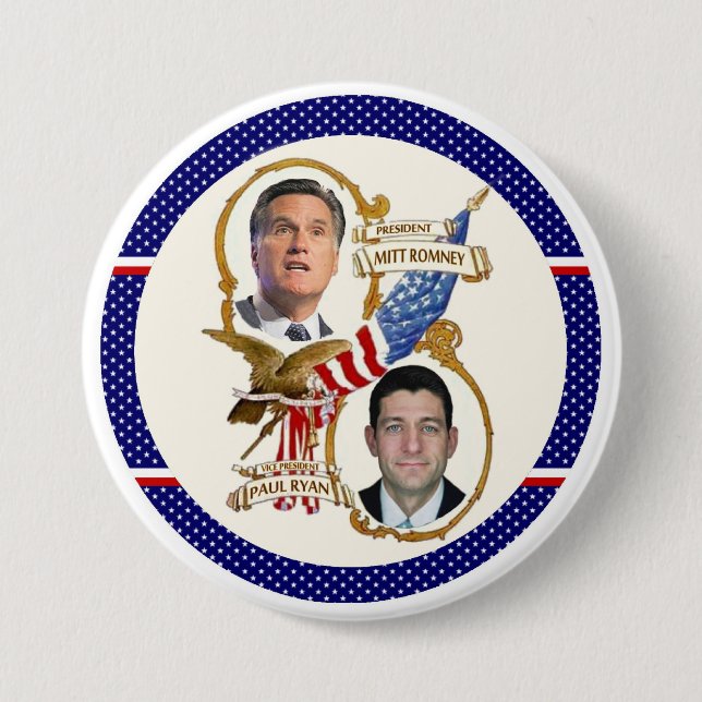 Romney / Ryan Patriots 3 Inch Round Button (Front)