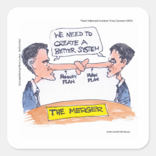 Romney Ryan Pinocchio Merger Funny Gifts & Tees Square Sticker