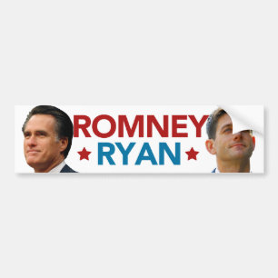 Romney Ryan Portrait Bumper Sticker (White)