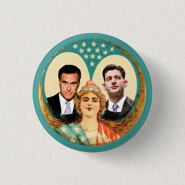 Romney Ryan Retro 1 Inch Round Button (Front)