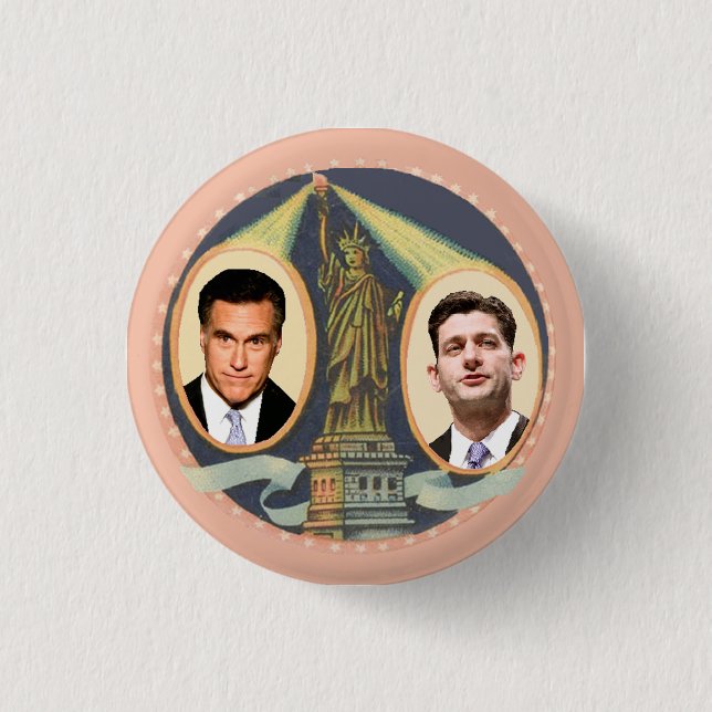 Romney Ryan Retro 1 Inch Round Button (Front)