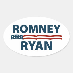 Romney Ryan Stars and Stripes Oval Sticker