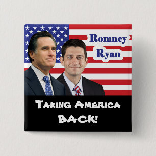 Romney Ryan - Taking America Back! 2 Inch Square Button