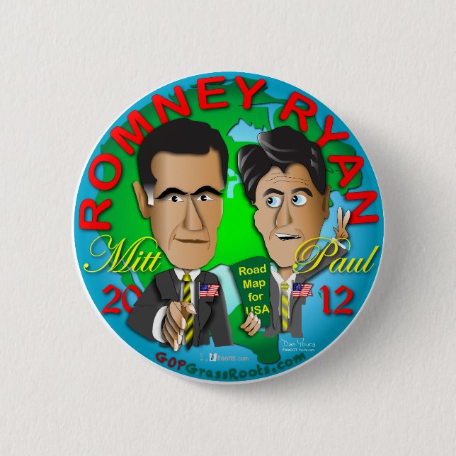 Romney Ryan USA 2 Inch Round Button (Front)