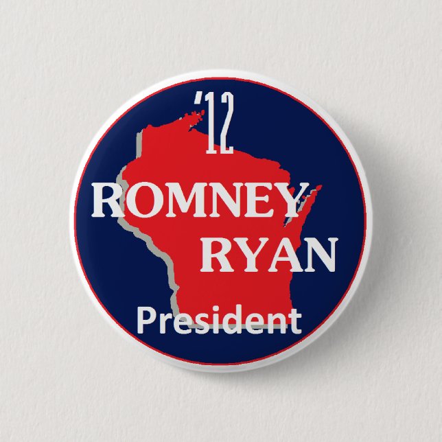 Romney Ryan WISCONSIN 2 Inch Round Button (Front)
