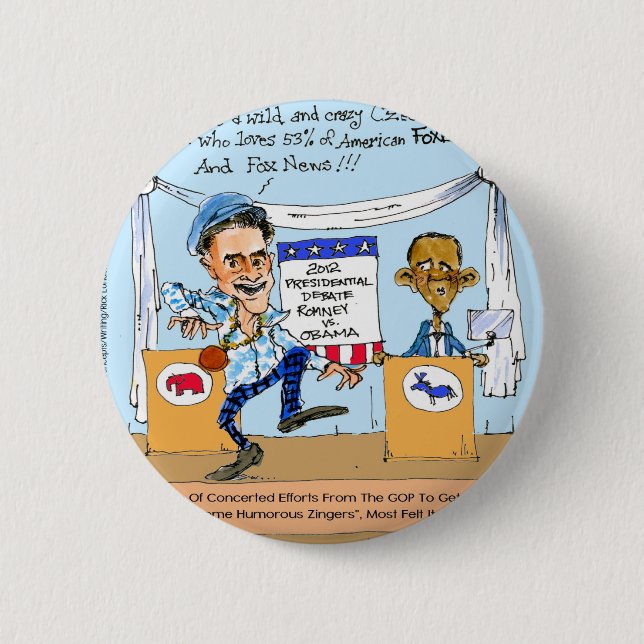 Romney Tries Zingers on Obama Funny Gifts & Cards 2 Inch Round Button (Front)