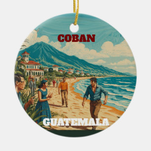 Rompecabezas  GUATEMALA COBAN Retro poster Ceramic Ornament