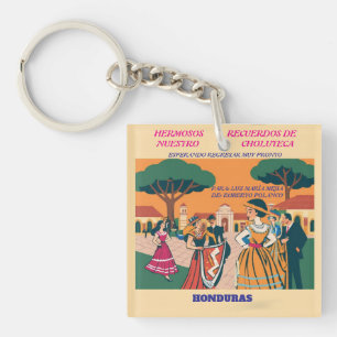 Rompecabezas  Honduras CHOLUTECA Retro poster Keychain