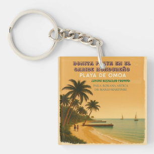 Rompecabezas  Honduras Playa Omoa Retro poster Keychain