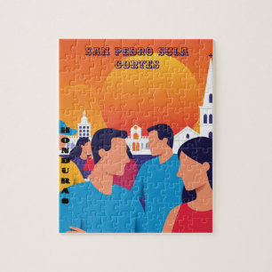 Rompecabezas  Honduras San Pedro Sula Retro poster Jigsaw Puzzle