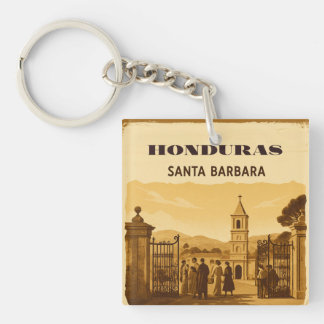 Rompecabezas  Honduras Santa Barbara Retro poster Keychain
