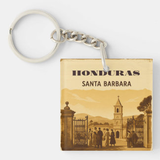 Rompecabezas  Honduras Santa Barbara Retro poster Keychain